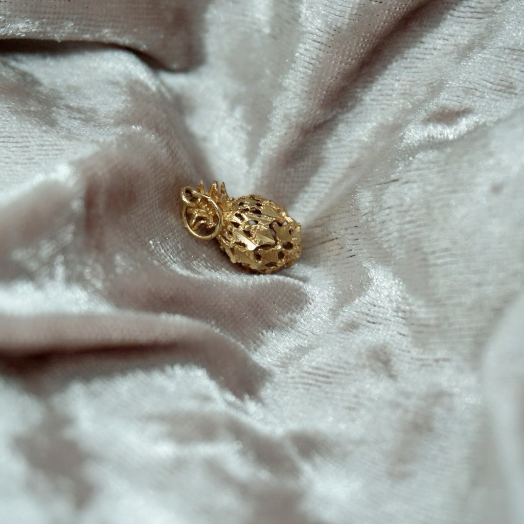 14k Solid Gold Pineapple Pendant